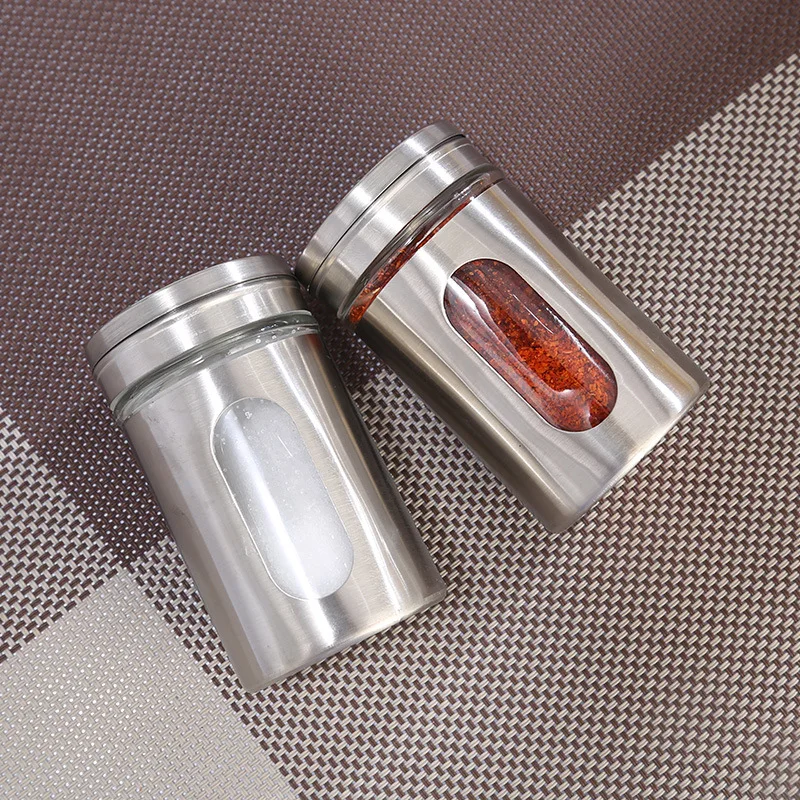 product wholesale stainless steel glass spice jar 80ml seasoning bottle jars set-2