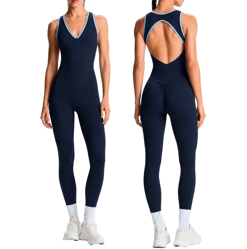 Deep-V Open Back Jumpsuit