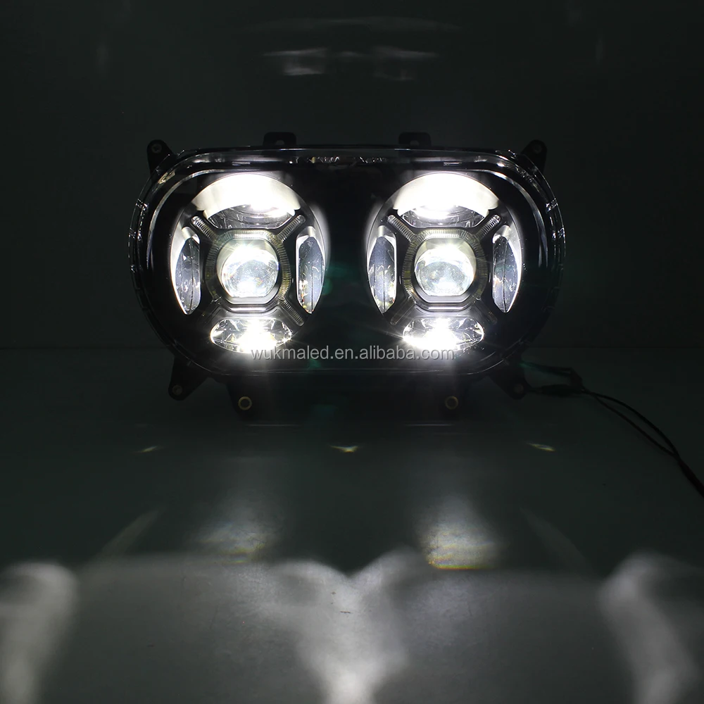 Motorcycle LED Headlight 124W Projector Headlamp with Hi-low Beam DRL Assembly Fit for Road Glide 2015+