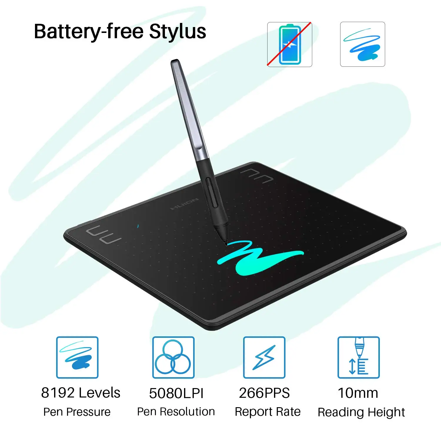 Durable Huion HS64 Light and easy to carry 8mm thickness virtual learning grafic tablet