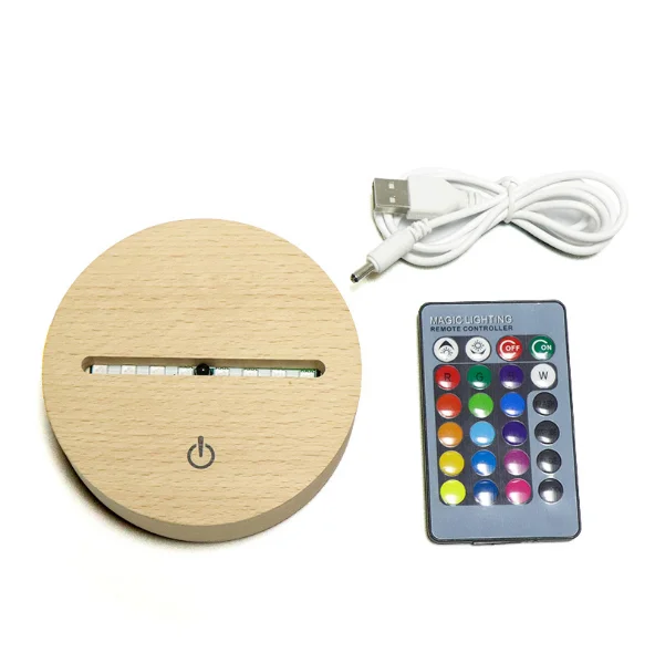 LED Lamp Bases for 3D Led Night Light ABS Acrylic Black 3D LED Lamp Night Light Touch Base with USB Cable and Remote Control
