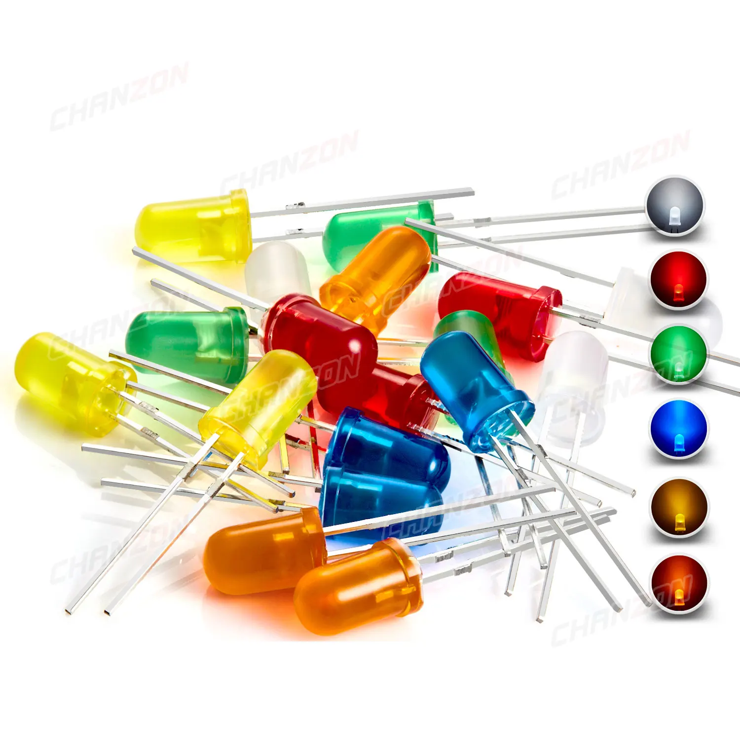 100pcs 5mm LED Diode White Red Yellow Green Blue Orange Diffused Round Lens Super Bright 3V DIP Lamp 5 mm Light Emitting Diodes