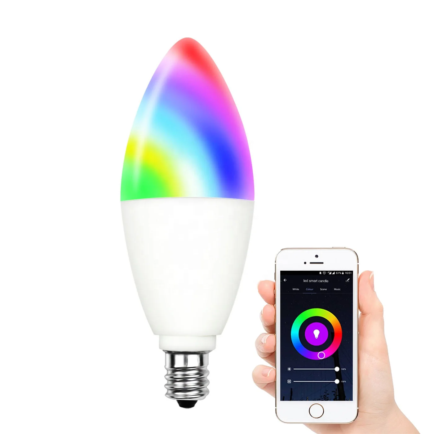 Wholesale Smart LED Candle Light Bulb 2700K-6500K Warm White Wifi Remote Control Compatible With Google Home