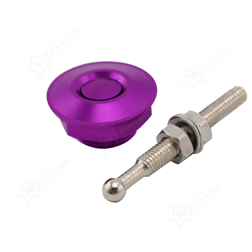Universal 32mm Push Button Billet Hood Pins Lock Clip Kit Car Engine