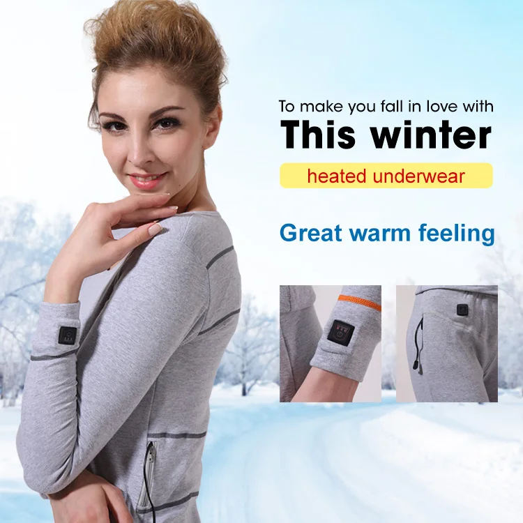 Warm Clothing Battery Powered Operated Underwear Electric Mens Thermal ...