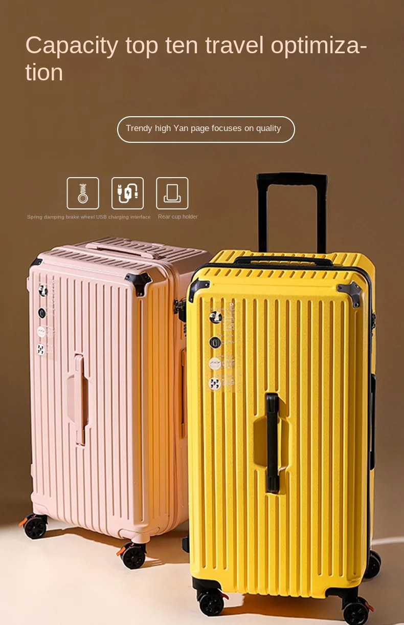 product large capacity 32 inch front open suitcase lightweight durable tsa password lock waterproof zipper luggage with usb travel case-6