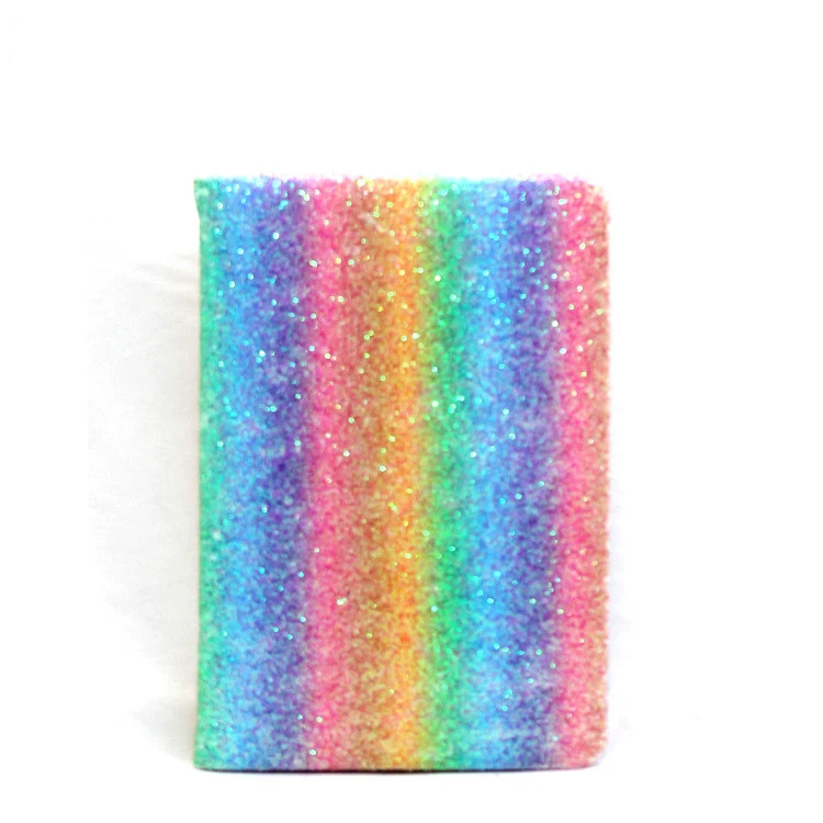 China factory custom printed office supplies A5 size cute leather diary glitter notebook