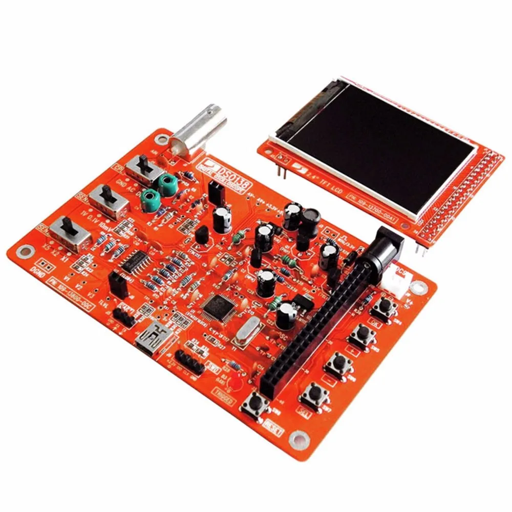 Soldered DSO138 2.4" TFT Handheld Pocket-size Digital Oscilloscope Kit SMD Soldered + Acrylic DIY Case Cover Shell for DSO138