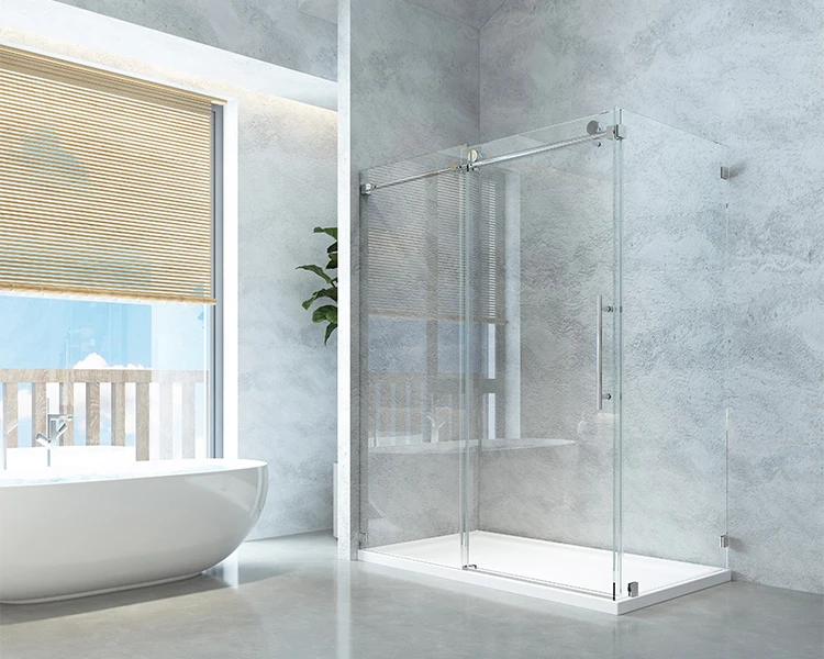 Frameless Textured Nano Sliding Shower Door Glass Rolling Double