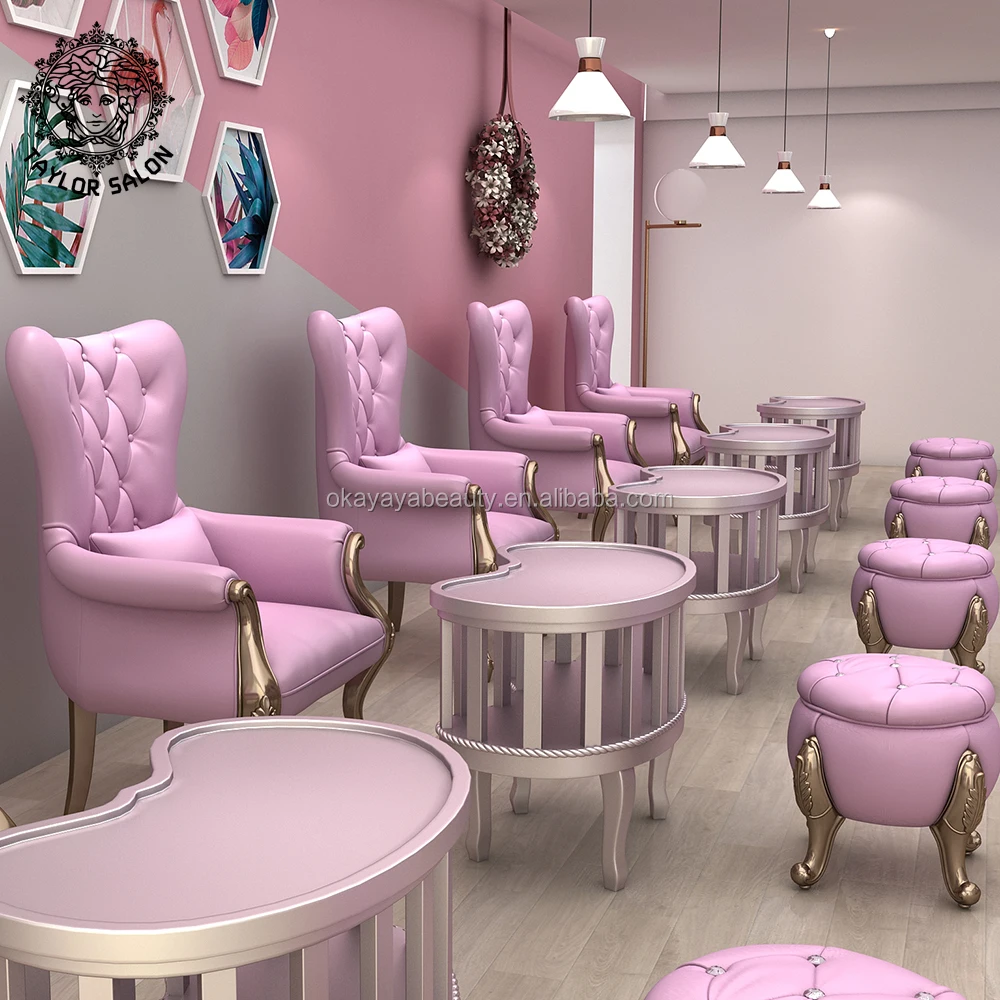 Beauty Salon Furniture Living Room Sofa Pedicure Chairs Pink Salon