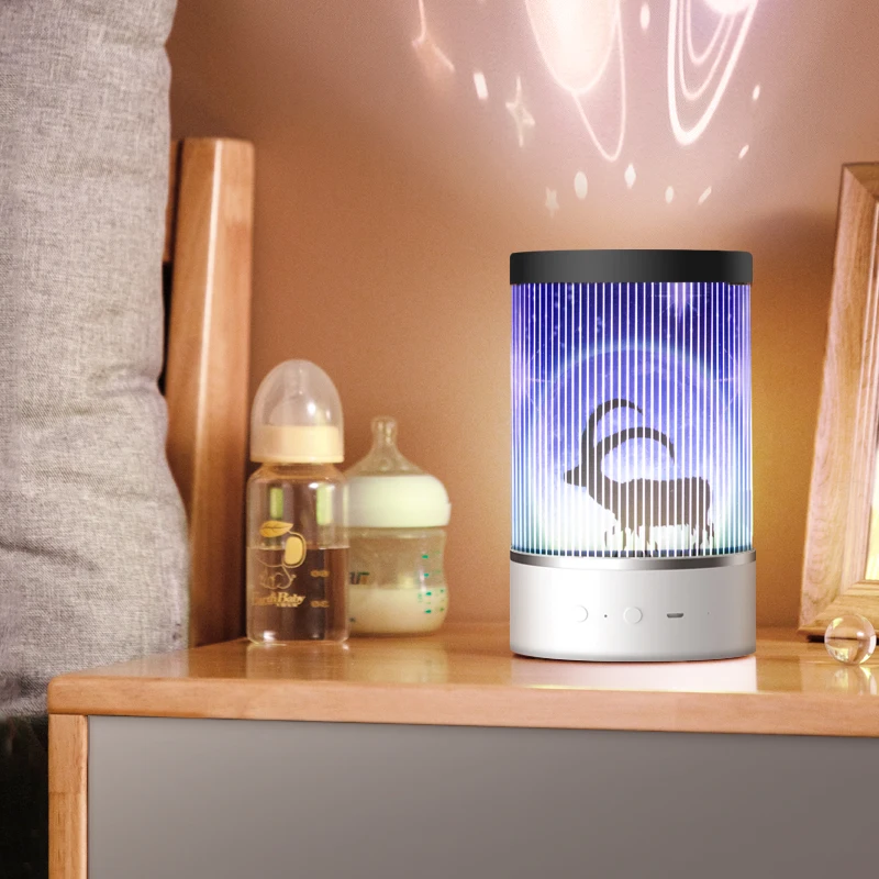 Unique led 3d night light kids home decoration 7-color changing revolving remote control usb animal table lamp bt speaker - ANKUX.COM