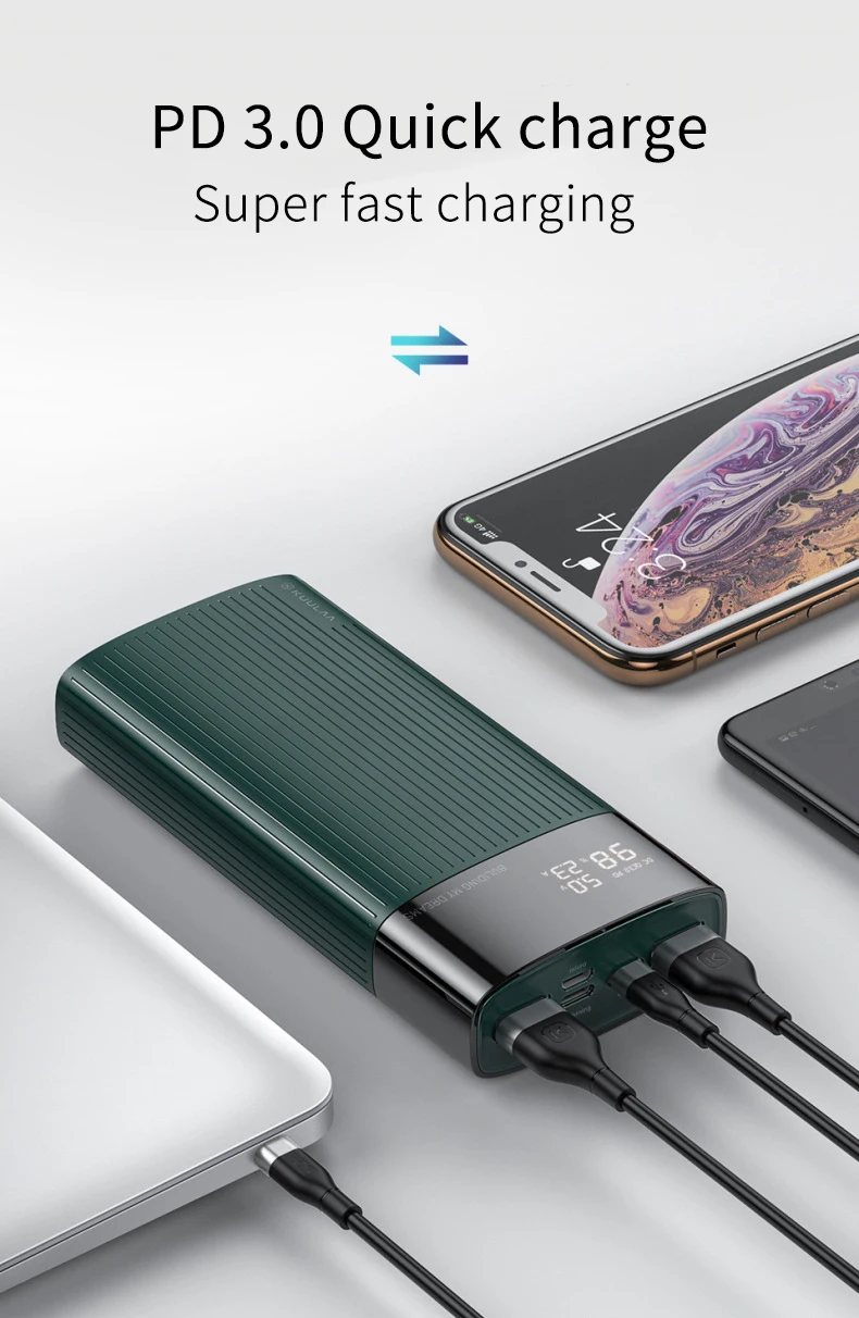 super large capacity type-c power bank 20000mah multi-interface digital display mobile power fast charging power banks - ANKUX.COM