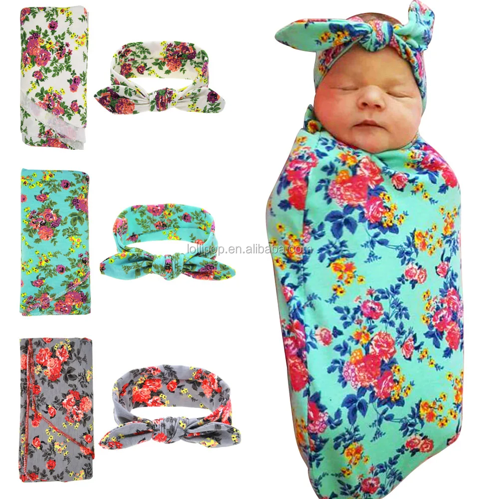 Floral Printed Baby Wrap Swaddle Blankets Newborn Receiving