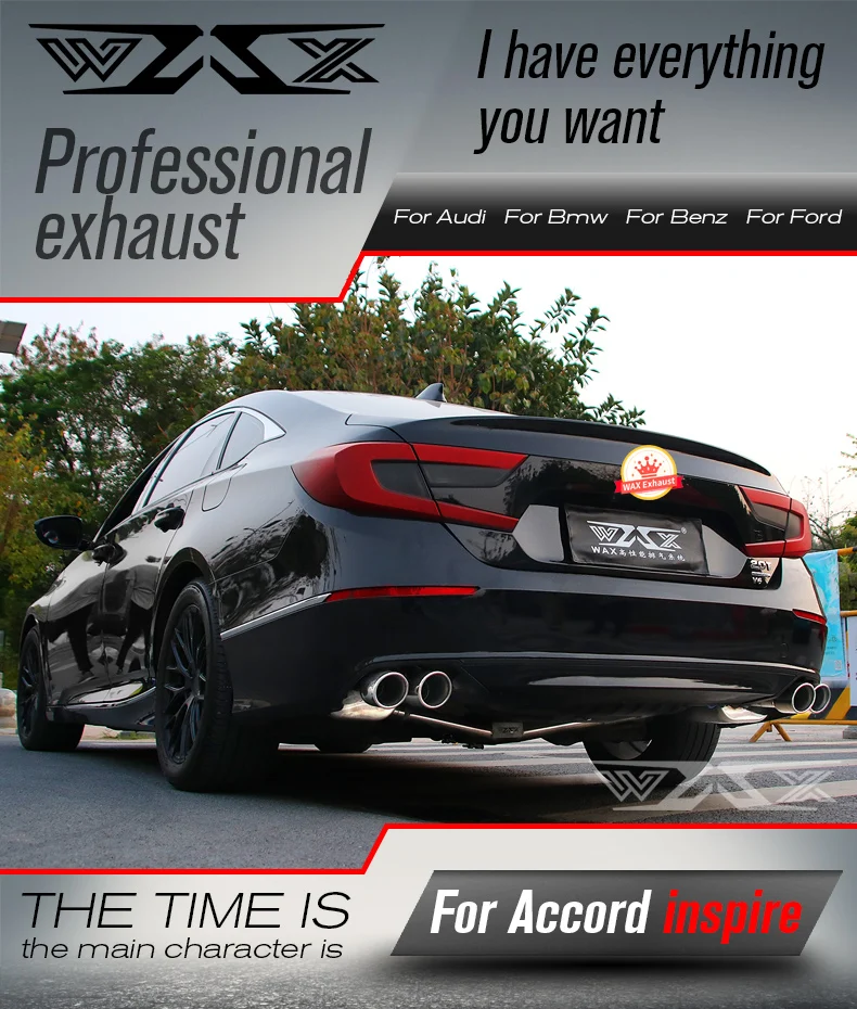 Catback Exhaust Pipe System Downpipe for Honda Accord 9/9.5/10 Generation 2013-2022 Stainless Steel Catback Exhaust Downpipe