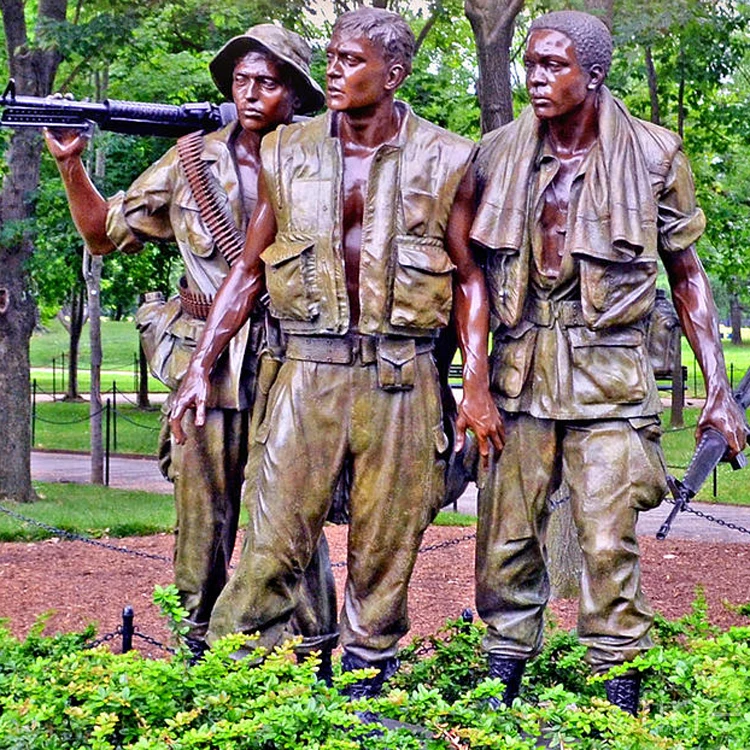 Vietnam War Memorial Three Servicemen bronze statue