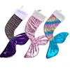 Party Home Decorative Presents Wrap Fishtail Santa Claus Candy Gift Bag Holders Mermaid sequined Christmas stocking