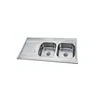 Good looking ss304 deep double bowl stainless steel kitchen sink with drainboard