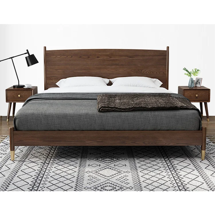 product-bedroom modern style solid wood bed frame headboard home furniture-BoomDear Wood-img