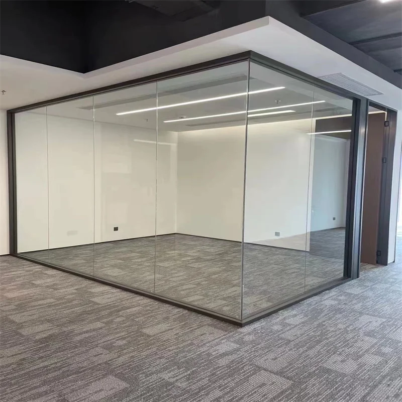90mm Aluminum Frame Steel Keel Panoramic Side Single Glass Partition for Luxury Residential Lobbies supplier