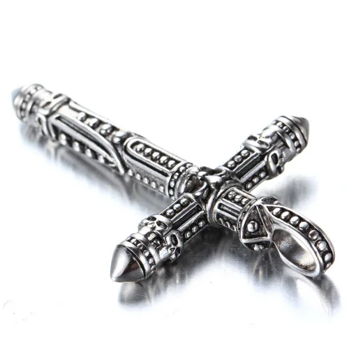 product-Black Rosary Cross Design Silver Stainless Steel Vintage Jewelry-BEYALY-img