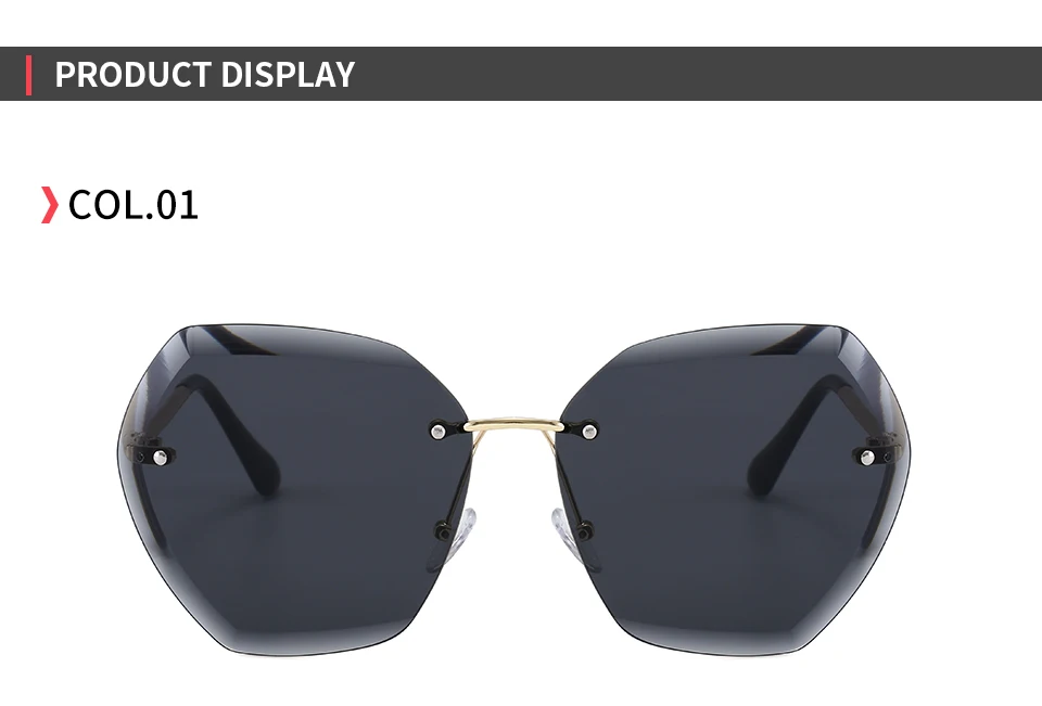 204101 Superhot Eyewear 2020 UV400 Oversized Shades Sun glasses Women Female Lady Rimless Sunglass