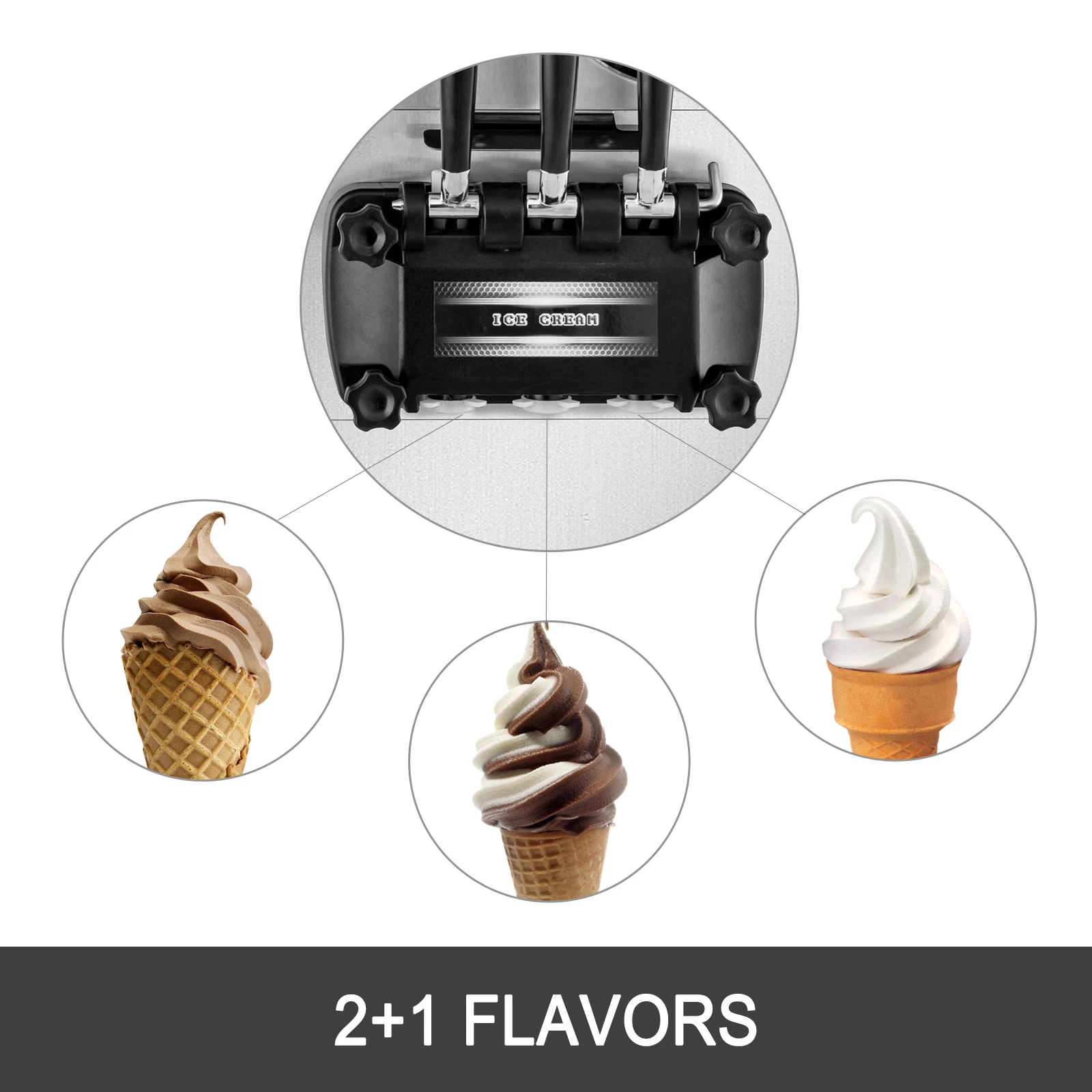 Soft Ice Cream Machine Commercial Ykf826t With 2+1 Flavors Countertop