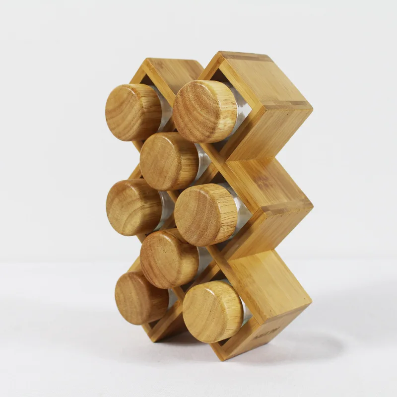 Bamboo Spice Rack,8jar Bamboo Countertop Spice Rack Organizer,Free