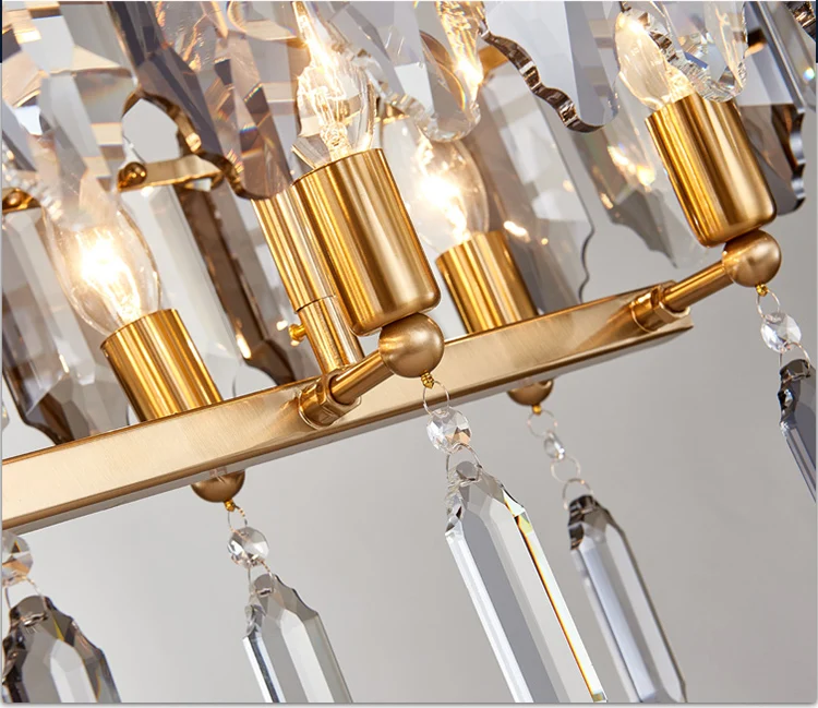 Light luxury nordic luster crystal pendant lights ceiling led rectangle chandelier light crystal lights chandelier
