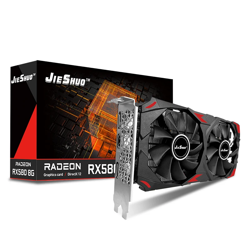 JIESHUO AMD Radeon RX 580 8GB Graphics Card for PCIe, GDDR5 Video
