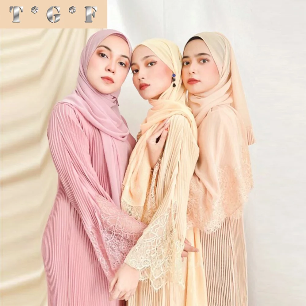 new Abaya Vrial dress Pleated Allium Abaya jubah muslimah dress Lace Rhinestone Premium Abaya Dubai Plus Size