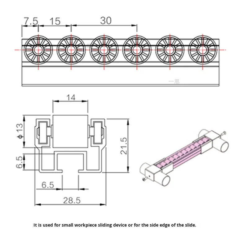product pocket flow strips d28 third generation 6000 series aluminum alloy lean tube sliding roller sliding rail-14