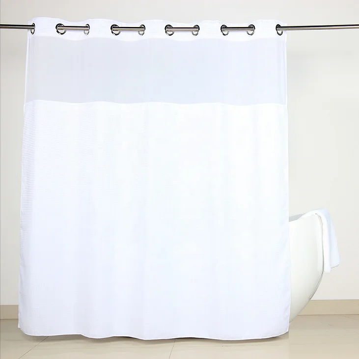 China Suppliers Luxury Hotel Hookless Shower Curtains Snap With