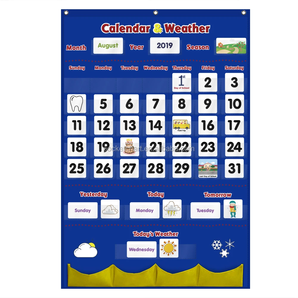 Classroom Learning Tools Calendar And Weather Pocket Chart - Buy ...