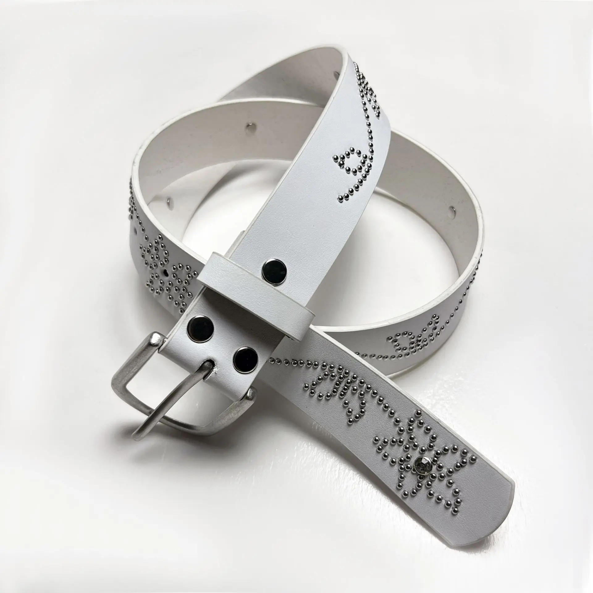 2026 New Women's PU Y2K Style Rhinestone Belt With Alloy Buckle Fashionable Belt, Suitable For Jeans And Skirts_voghion.com