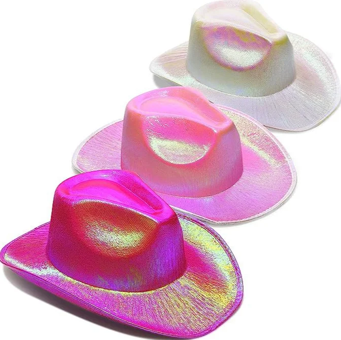 Adult Iridescent Holographic Party Favors Cowboy Hats Cowgirl Party Hat