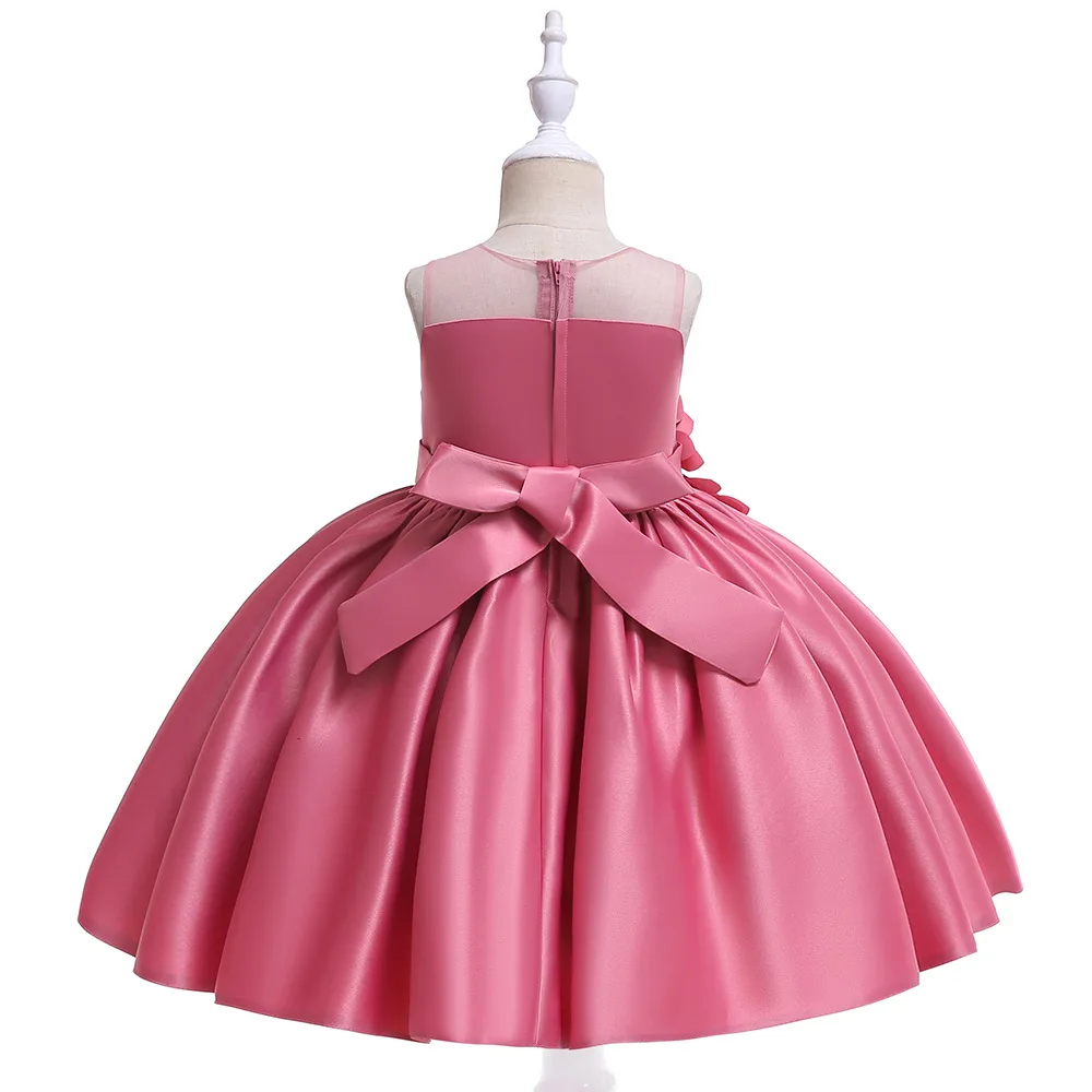 2020 Satin Princess Dress Children Girl Flower Princess Wedding Dress