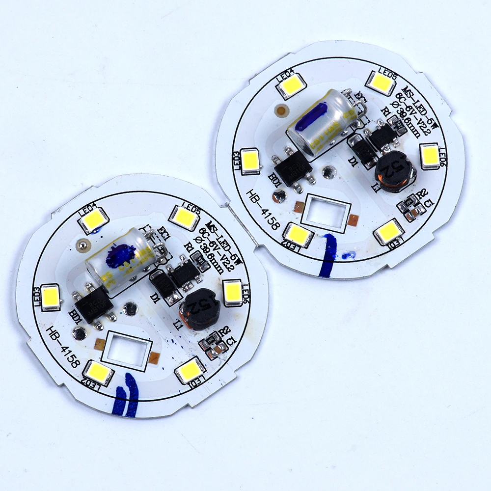 40mm DOB White Round 5 Watt 2835 SMD LED Bulb PCB Board/Module