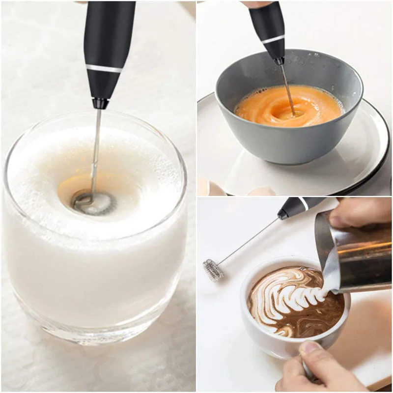 Usb Electric Milk Frother 2 Whisk Handheld 3 Speed Adjustable Milk