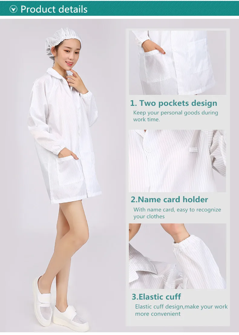 antistatic cleanroom workwear clothes esd smock gown uniform