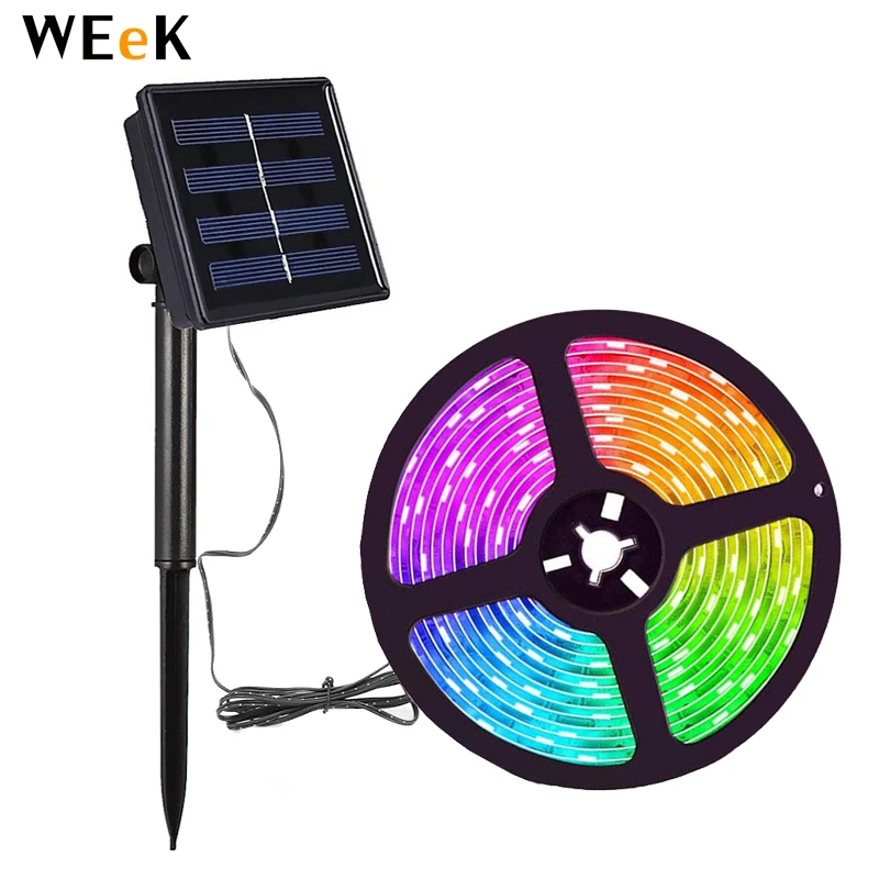 5meters Solat Powered IP65 Waterproof 2835 LED Strip Lights Warm White Daylight White RGB Color with Solar Panel for Garden