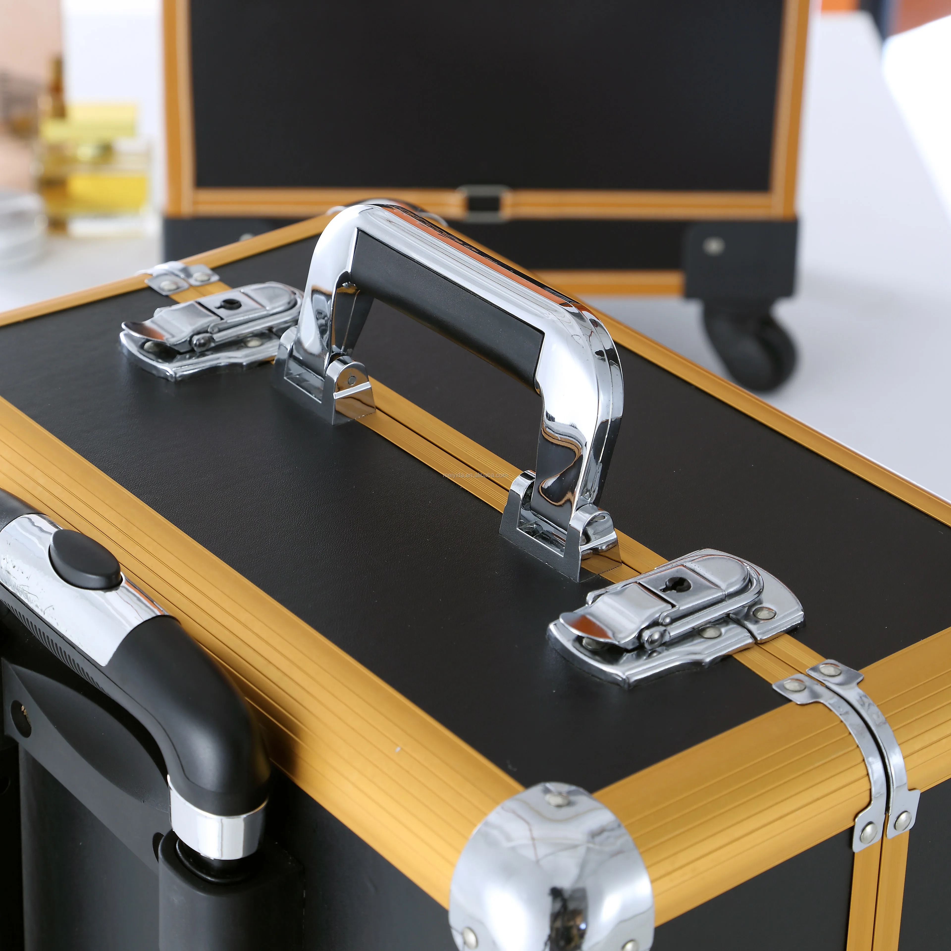 Makeup Train Case With Wheels Hairdresser Trolley Case Makeup Cosmetic