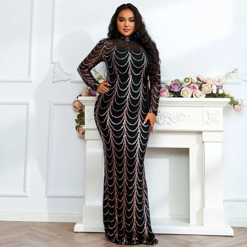 Women Sequined Evening Dress 