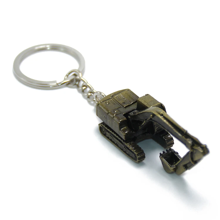 Roller Loaders Backhoe Shovel Truck Car Model Key Chain Ring Holder Bulldozers Digger Machines