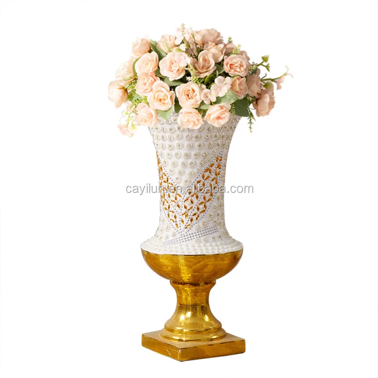 Large Luxury Modern Gold Glass Mosaic Wedding Floor Stand Vase