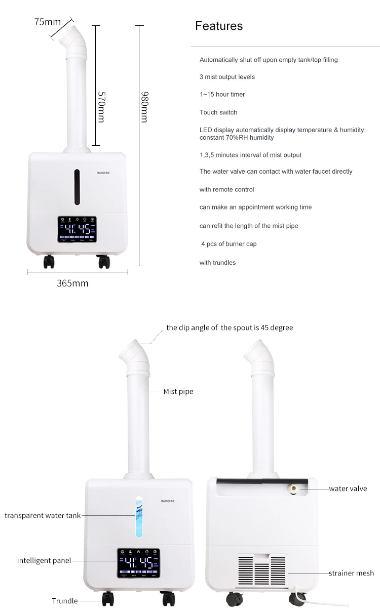 Industrial Air Ultrasonic Humidifier Mute Commercial Supermarket