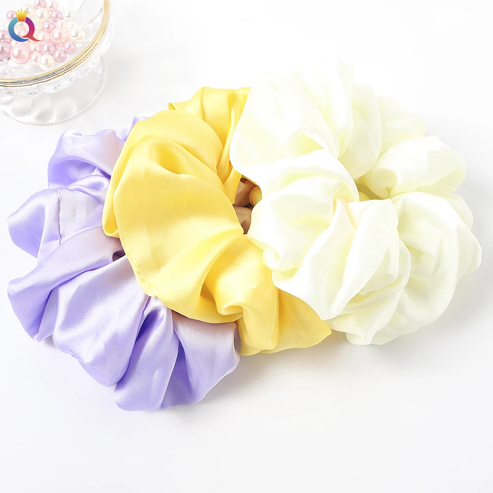 Oversized Plain Satin Silk Hair Scrunchies Elastic Hair Band Hair Tie ...