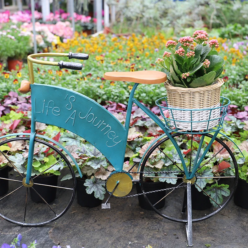 Antique Metal Wrought Iron Home And Garden Decorative Bicycle Flower
