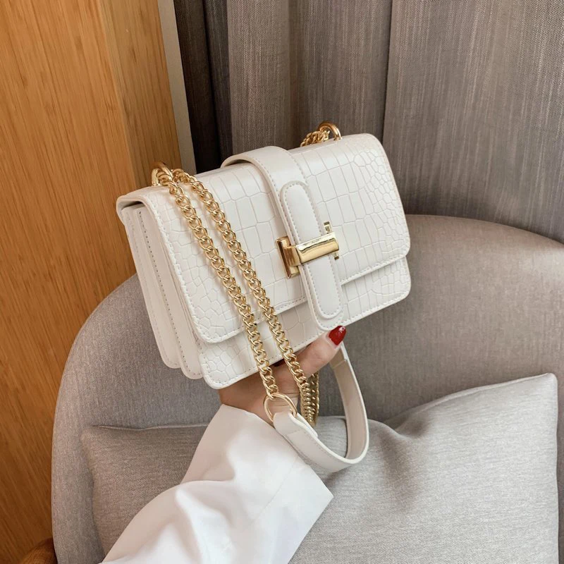 Cheap Fashion sac femme Minimalism Square Shoulder Bags Chains Crocodile Pattern Crossbody Bag For Women Purses And Handbags