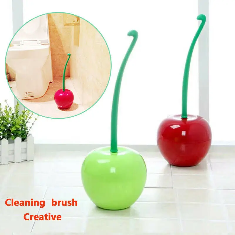 Creative Cherry Shape Toilet Brush Holder Set Lavatory Bathroom Cleaning Tool 