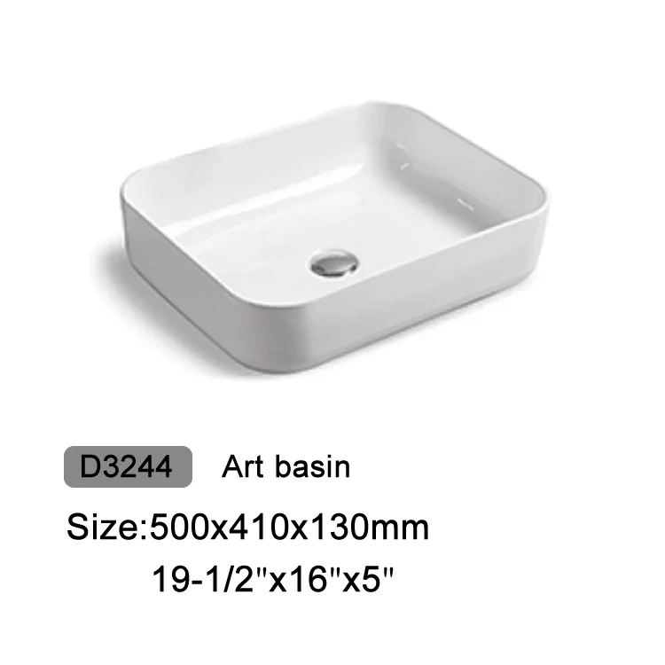Manufacturers Rectangular New Designs Bathroom Ceramic Sink Wash Basin